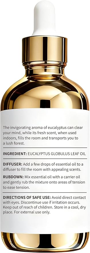 Eucalyptus Essential Oil 4 Fl Oz - Made in USA | Clean, Crisp Eucalyptus Fresh · Invigorating · Spa-Like