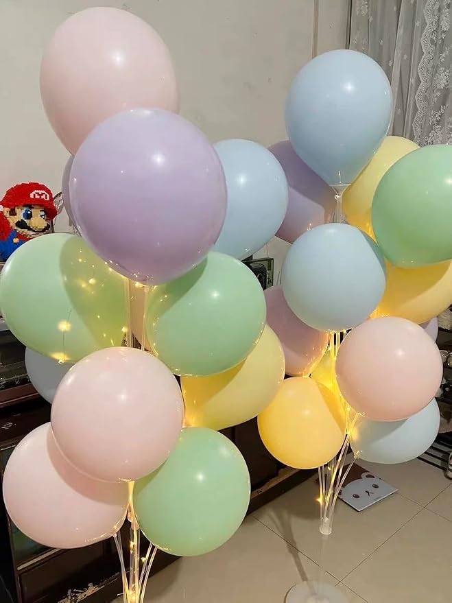 Leesoot 2 Sets 62inch Macarons Floor Balloon Column Kit Stand with Balloon Backdrop Decoration for Graduation Wedding Birthday Baby Shower Gender Reveal Party Balloon Tower Balloon Tree