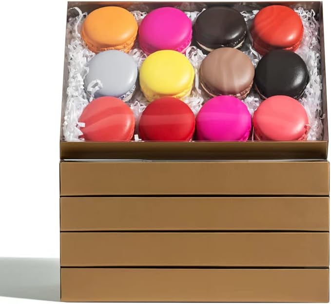 RomanticBaking 24 Pack 9 1/2" x 6" x 1 1/4" Gold Cookie Boxes Macaron Boxes for 12 Clear Bakery Boxes Cakesicle Boxes Pretdzel Cocoa Bombs Box