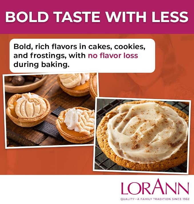 Lorann Oils Pumpkin Spice Bakery Emulsion: Genuine Pumpkin Spice Blend, Perfect for Boosting Fall Flavors in Cakes, Cookies & Desserts, Gluten-Free, Keto-Friendly, Pumpkin Spice Flavoring Essential