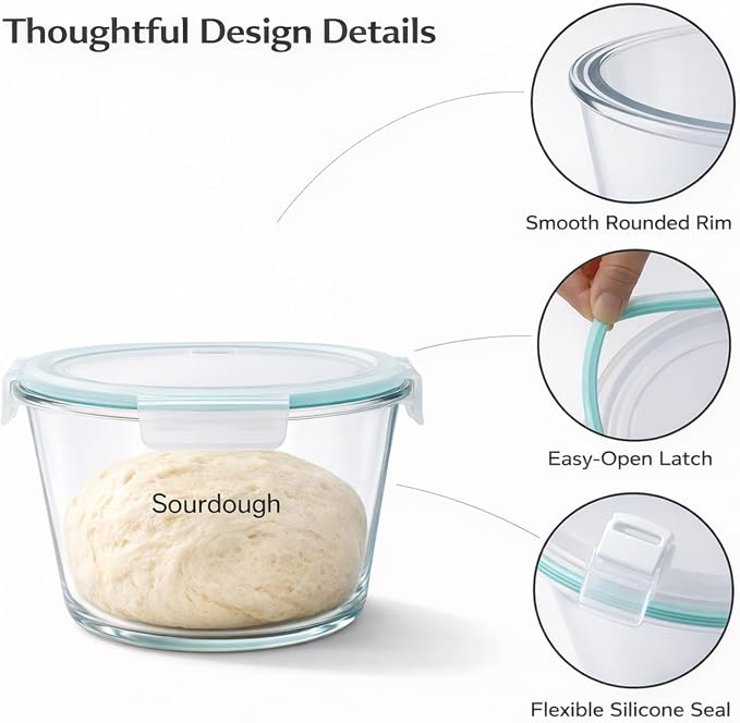 2.1 Liter Sourdough Starter Jar,Sourdough Bread Baking Supplies,Fermentation Jar,Sour Dough Tools,Glass Storage Containers With Airtight Lids,Large Pickle Jars Wide Mouth,Kitchen Storage Container
