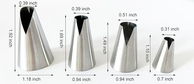 4 Pieces Russian Piping Tips Set, Stainless Steel Icing Tips, V-shaped Wave Cake Decorating Nozzles Icing Tips for Pastry Cupcakes Cakes Cookies Decorating, Baking Icing Tools