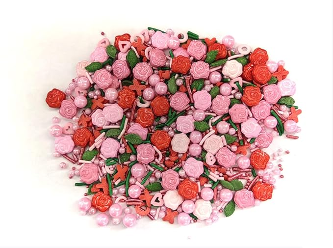 Candy Valentine's Day Rose Edible Cake and Cupcake Sprinkles Cake Topper Sprinkles Decoration Candy Cupcake Dessert Cookie Holiday