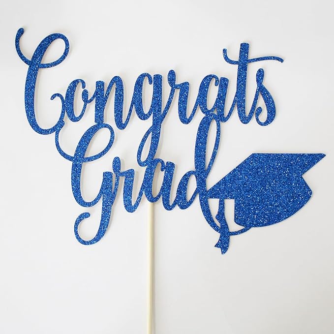 Congrats Grad Cake Topper,2026 Graduation Cake Topper, Congrats Grad Decorations,2026 High School/College/Senior Graduation Party Decorations Supplies. (Dark blue)