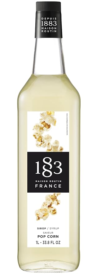1883 Popcorn Syrup for Drinks, Made in France, 1 Liter Glass Bottle