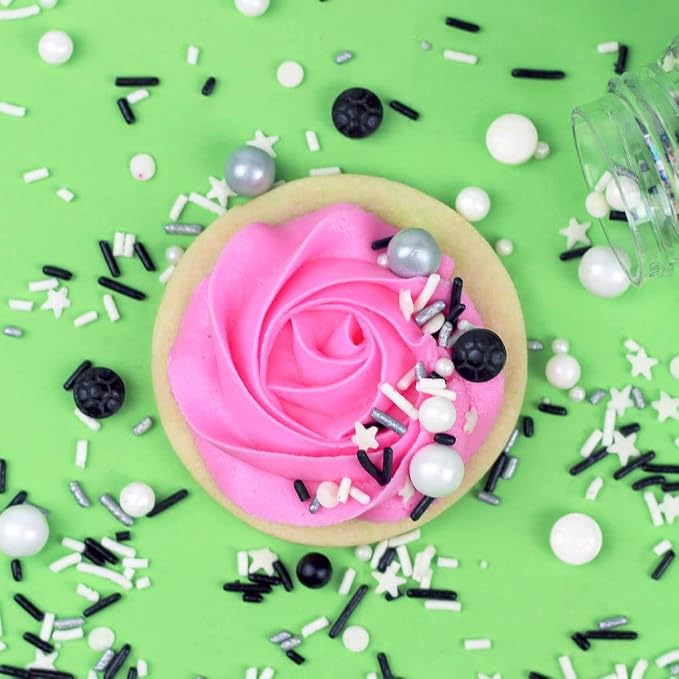 Sprinkles for Cake Decorating Edible Cake Decorations Fancy Soccer Sprinkles, Black and White Cake Cupcake Decorations Ice Cream Toppings for Cupcake Decorating