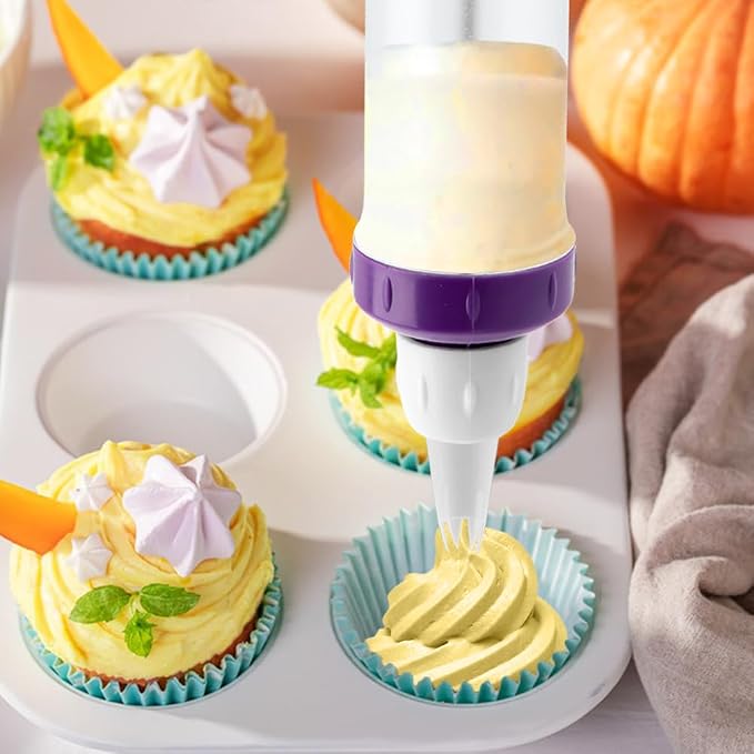 Donut Filler Injector, Cupcake Filler Tool Piping Kit, with 7 Icing Nozzles, 3 Cream Scrapers Frosting Piping Nozzles Kits, for Cake Cookie Baking