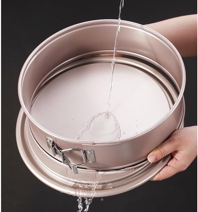 10 Inch Springform Pan with 2 Bases Non-Stick Spring Form and Cheesecake Baking Mold Heavy Duty Carbon Steel Pound Cakes Tube Mould for Oven - Champagne Gold