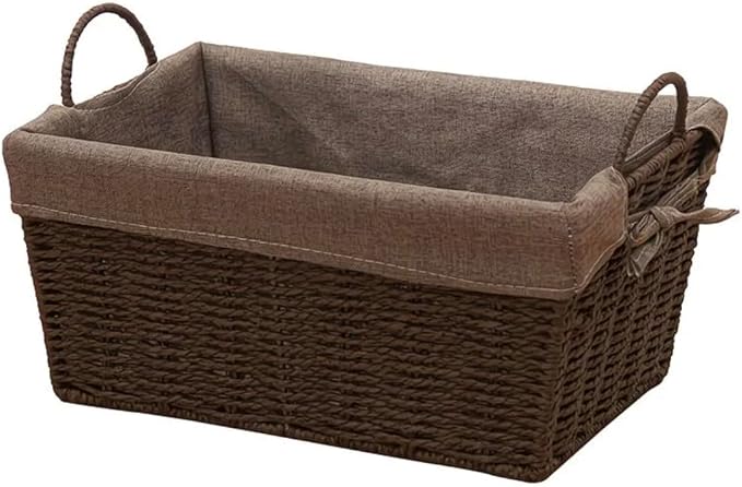 Natural rattan storage basket with built-in handle design