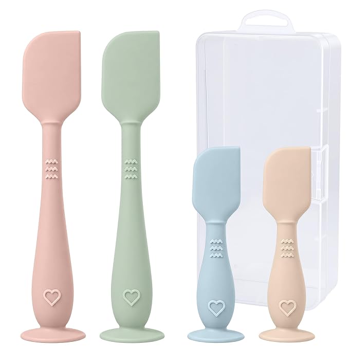 4-Pack Diaper Cream Spatula with Travel Case, Soft Baby Butt Spatula – Silicone Butt Paste Spatula, Convenient Diaper Spatula, Ideal Baby Shower Gift