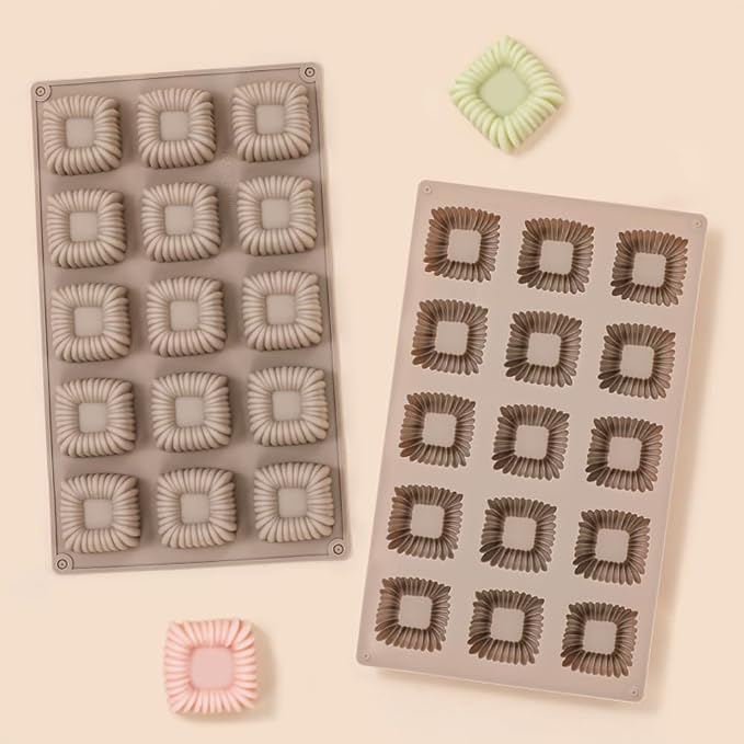 Cube Cake Silicone Mold - 1.6" x 1.6" x 0.8" 15-Cavity 3D Square Mini Mousse Cake Baking Mold, French Dessert Molds for Chocolate, Jello, Brownie Bites, Ice Cream Cube