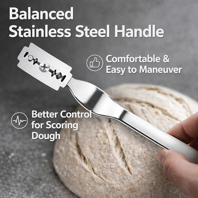 TFORESTER Bread Lame for Sourdough Baking β Stainless Steel Bread Scoring Tool with 5 Razor Blades & Lightweight TPU Cover β Dough Scorer Knife for Artisan Bread, Baker Gift-1Pack