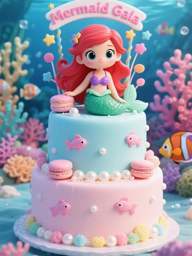 Edible Mermaid Sprinkles for Cake Decorating, Edible Decorating Ocean for Cake Cupcake Topper Cookie Baking Decorations Starfish Shell Pearl Jimmies Mermaid Candy Mix Party Birthday 80g/2.82oz