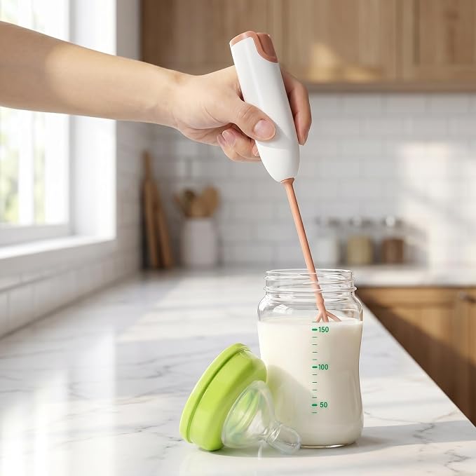 Mini Electric Handheld Mixer with Extended Handle for Milk Powder and Drinks Detachable Design for Easy Cleaning Portable Kitchen Mixing Tool (white)