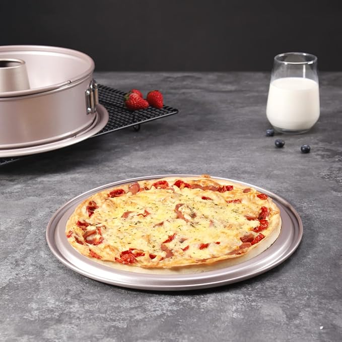 CHEFMADE10 Inch Springform Pan and Tube Pan,Non-stick Cheesecake Bakeware and Ice-cream Cake Bakeware, Carbon Steel Tube Cake Pan 2 in 1 with Removable Bottom