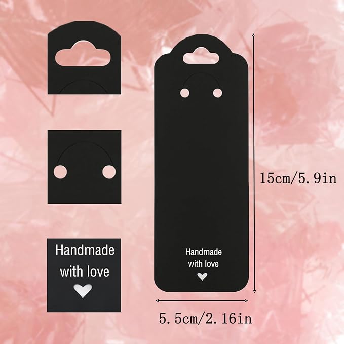 100PCS Keychain Display Cards,2.16'' x 6'' Handmade with Love Kraft Paper Jewelry Cards for Small Business Selling