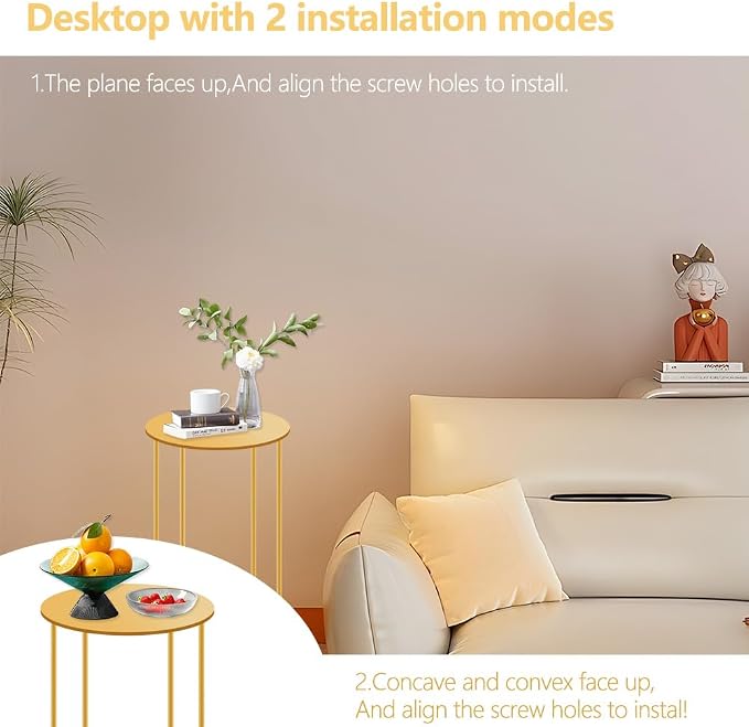 GRETJOB 21.6x9.8 Inch Gold Pedestal Table - Accent Side Table for Living Room, Wedding & Party Decor, Plant Stand, Cake & Dessert Display Stand for Event Centerpiece