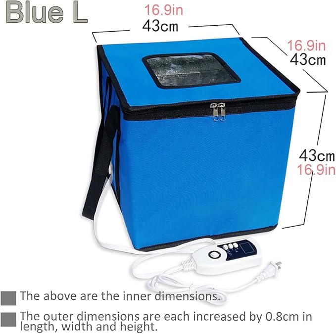 Pizza Dough Proofing Box, Foldable Bread Proofer, Adjustable Temperature, Easy to Clean, Bread Proofing Box for Making Cakes, Bread, Biscuits Blue L