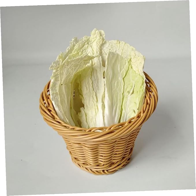 Ciieeo Handwoven Rattan Bread Serving Basket with Lid, Medium Woven Fruit and Vegetable Storage Basket for Kitchen Countertop, Household Dining and Picnic Use