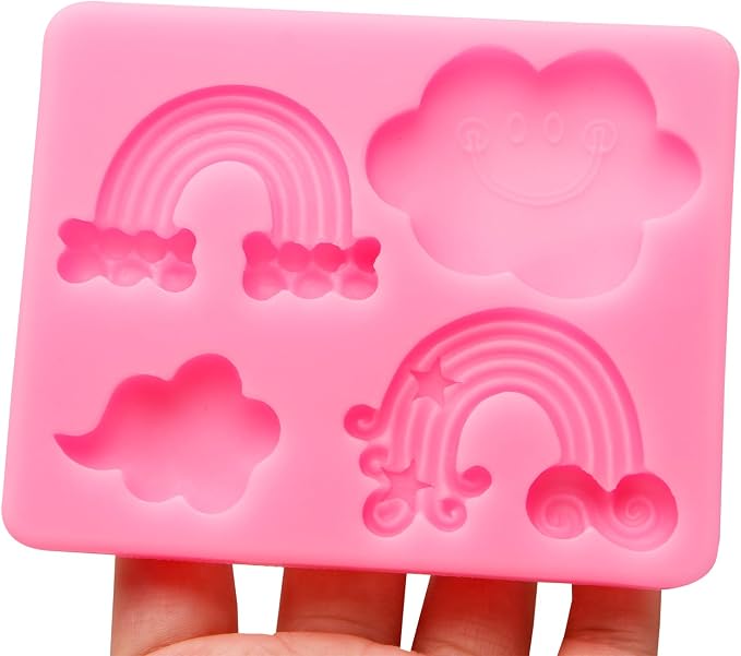 Rainbow Cloud Silicone Fondant Molds 2 Pcs for Chocolate Cake Decoration Candy Cupcake Topper Cake Polymer Clay Crafts Epoxy Resin