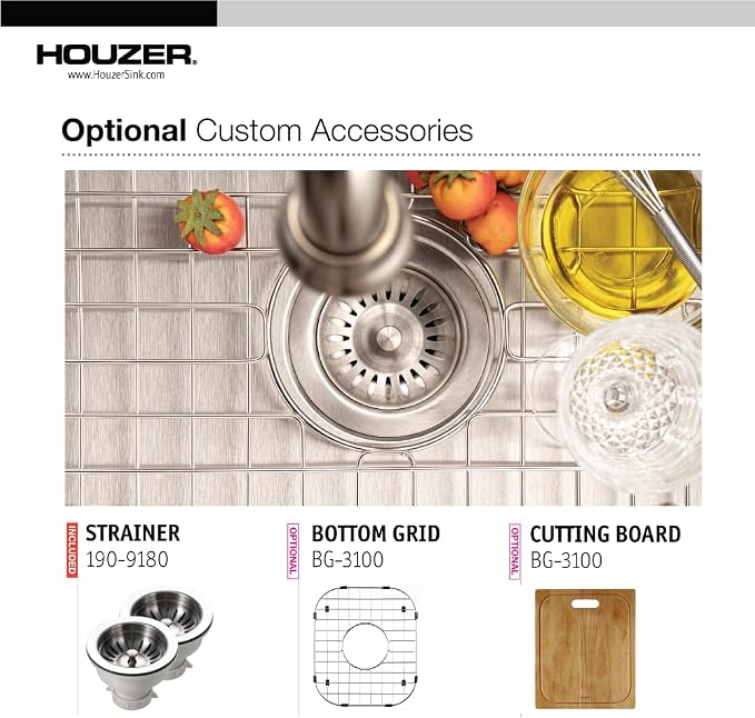 Houzer Legend Stainless Steel Kitchen Sink - 32 Inch Drop-In Topmount 4-Hole 50/50 Double Bowl Corner Kitchen Sink, Durable & Versatile, Nested 20-Pack - LCR-3221-1