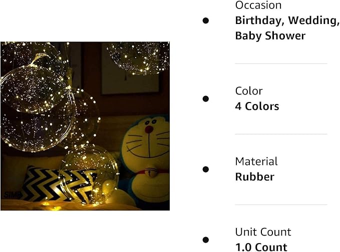 Light Up Led Balloons, 18 Packs Party Balloon Cell Battery Included Inflated Size 22 Inches 3 Modes Flashing String Lights Clear Balloon, for Birthday Wedding Decorations (Warm White)
