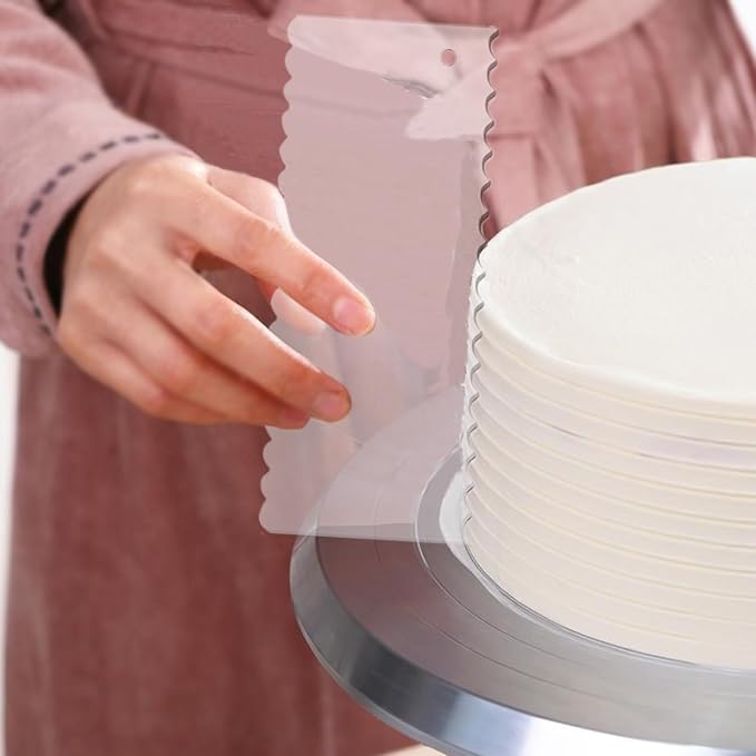 6 Pcs Acrylic Cake Scraper, 9.4 In Clear Cake Smoother Professional A Set DIY Cake Icing Frosting Buttercream Cream Decorating Comb for Pastry Cutter, Easy Cake Decor