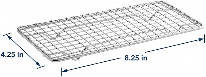 OCS Parts 4-1/4" x 8-1/4" Stainless Steel Pan Grate | Footed Cooling Pan Grate for 1/4 Size Steam Tables, Baking, and Hotel Pans