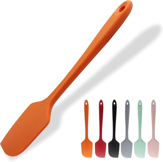 Large Silicone Spatula, 11.4 Inch Rubber Spatula with Nylon Core, Heat Resistant to 446°F, Kitchen Cooking Utensils Baking Bowl Scraper for Mixing & Scraping (Orange)