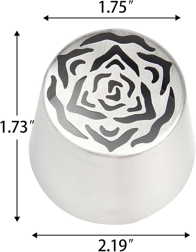 Extra Large Russian Piping Tips - Stainless Steel Flower Nozzles Set for Cake Decorating, Rose & Floral Icing Tips for Cupcakes, Cookies Professional Baking Tools (XXL, Style 58)