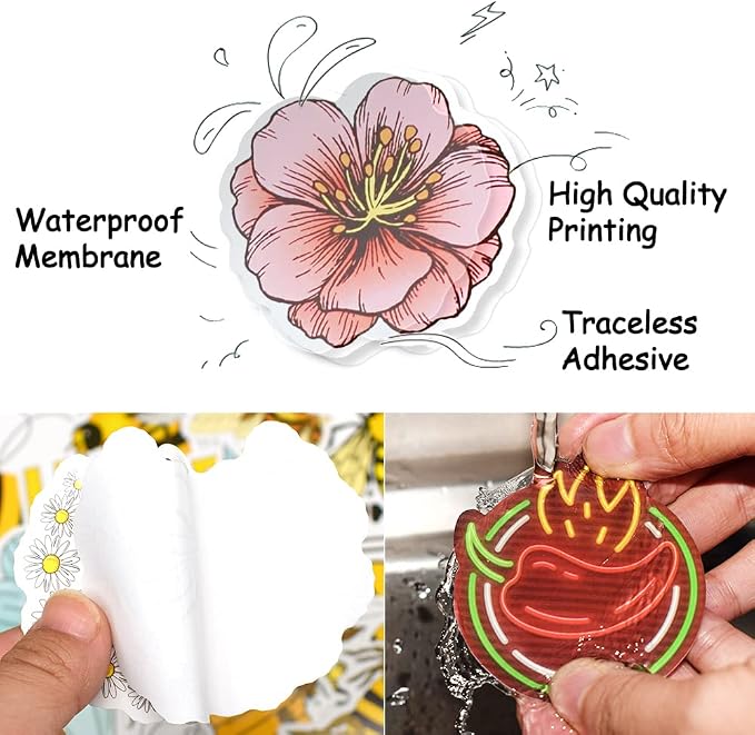 50 Pcs Bee Stickers for Water Bottles, Waterproof Vinyl Cute Honey Bee Stickers for Scrapbook Laptops, Decorative Decals for Kids Girls Boys