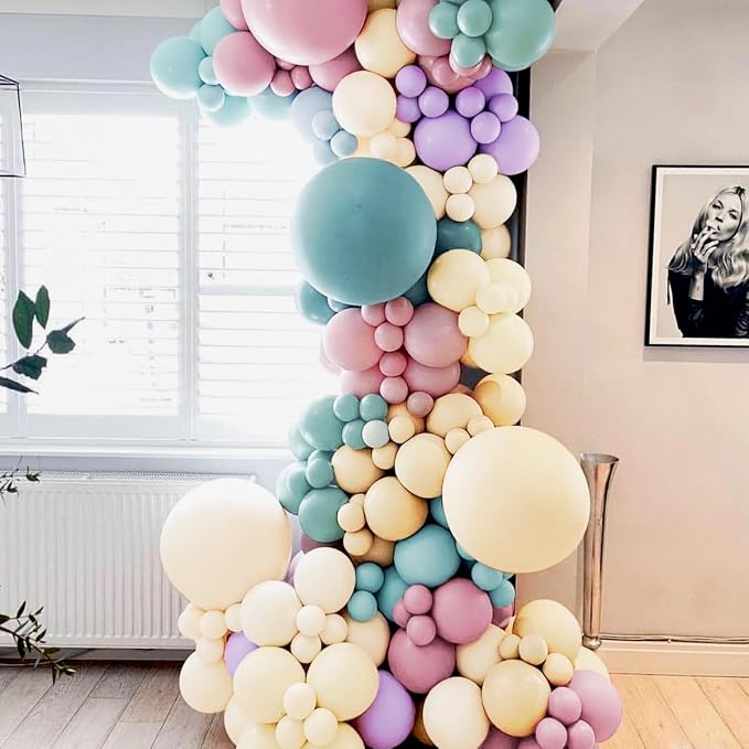 Blue Purple Pink Nude Balloon Garland Arch Kit, 160Pcs Latex Balloons Different Size Balloons 18 12 10 5 inch for Birthday Baby Shower Wedding Bridal Shower Party Decorations