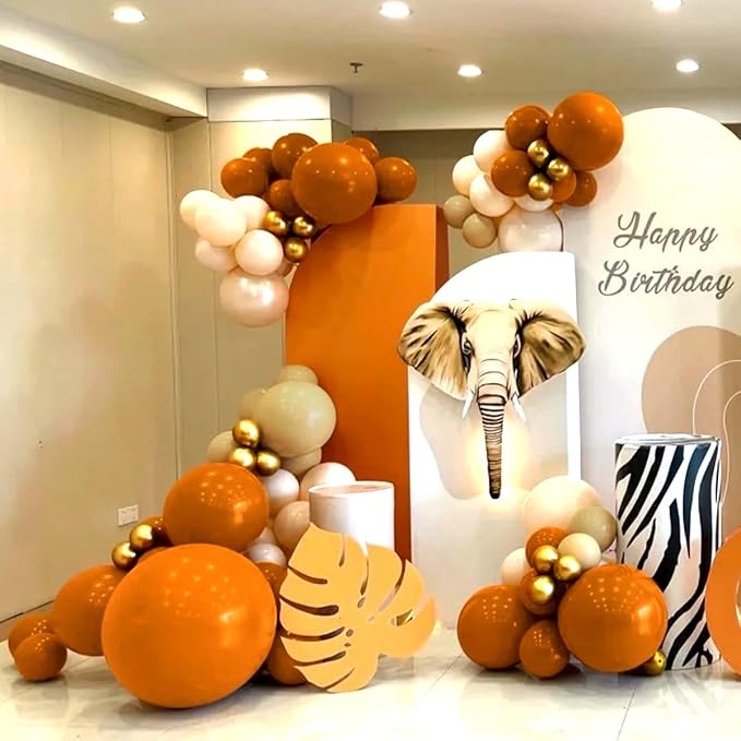 Fall Balloon Garland Arch Kit, 160Pcs Boho Burnt Orange Pastel Brown Pale Orange Balloons for Birthday, Baby Bridal Shower, Wedding Party Decorations