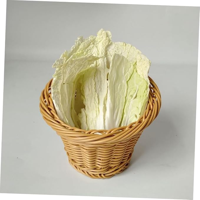 Milisten Handwoven Rattan Vegetable Basket Multi-function Kitchen Storage Basket with Lid Fruit and Bread Holder for Home Dining and Food Serving