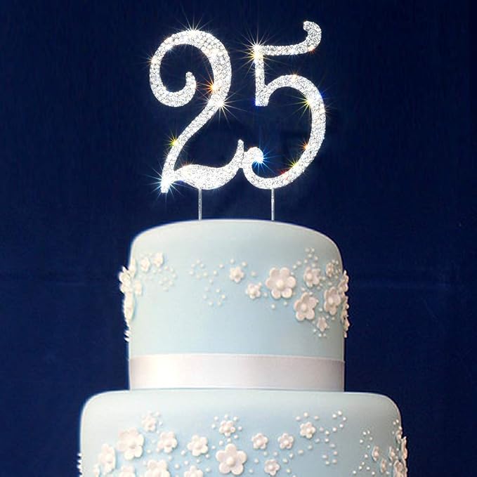 Scotamalone 25 Cake Topper | Premium Bling Rhinestone Diamond Gems