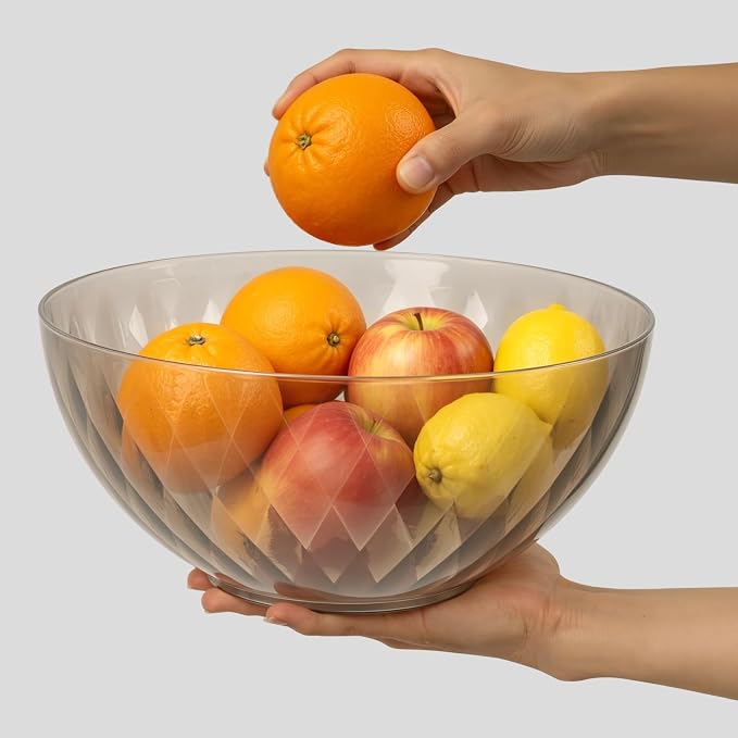 Freshmage Plastic Mixing Bowls with Lids - 6 Piece Nesting Bowls Set with One-Press Easy-Cover Lids, Large Salad Bowl for Baking, Preparing, Serving and Storing, Dishwasher & Microwave Safe