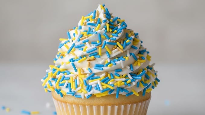 NCS Los Angeles Game Day Gold, Yellow, Blue & White Jimmies Edible Sprinkles – Cupcake, Cake & Cookie Decorations, 7 oz
