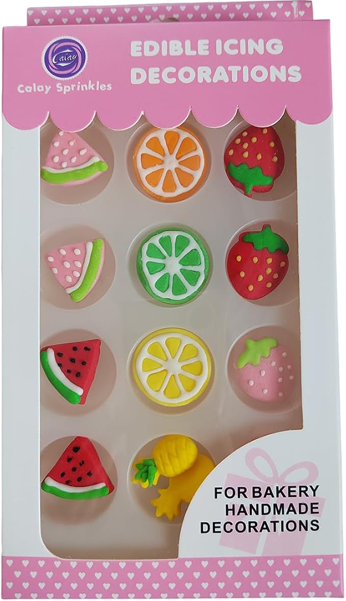 Edible Fruit Cake Decorations, Edible Watermelon Pineapple Strawberry Cupcake Toppers, DIY Cake Toppers Icing Frosting Cookie Decorating Birthday Halloween Christmas Supplies