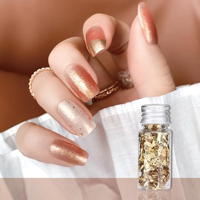 Lwuey Gold Leaf Flakes for Cake & Drinks Decoration, 2PCS | Use for Cakes, Cupcakes, Chocolates, Desserts, Drinks, Cooking Decor, Birthday Party and Makeup Looks