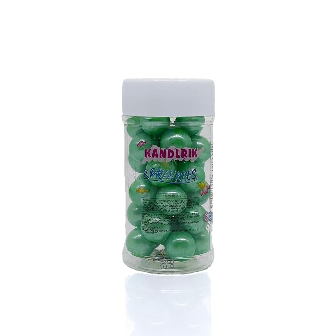 14mm Edible Dark Green Pearl Sugar Sprinkles Candy Mini Pearls Cake Decorations Cupcake Toppers Cookie Decorating Perfect for Wedding Party Valentine Halloween Christmas Supplies 3OZ