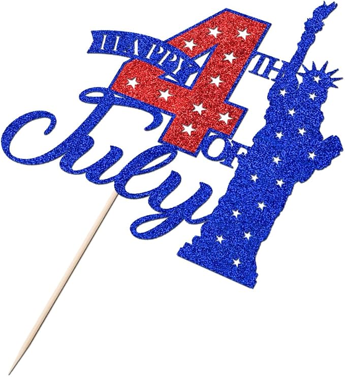 Happy 4th of July Cake Topper,Independence Day Cake Decor,America USA Patriotic Party Independence Day/Baby Shower/Birthday Party Decoration Supplies