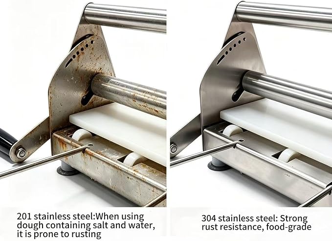 304 Stainless Steel Folding Dough fondant Sheeter with 23.62" x 11.81" Sheeter Board fondant non-stick roller Manual Dough Roller with 1-20mm Adjustable Thickness