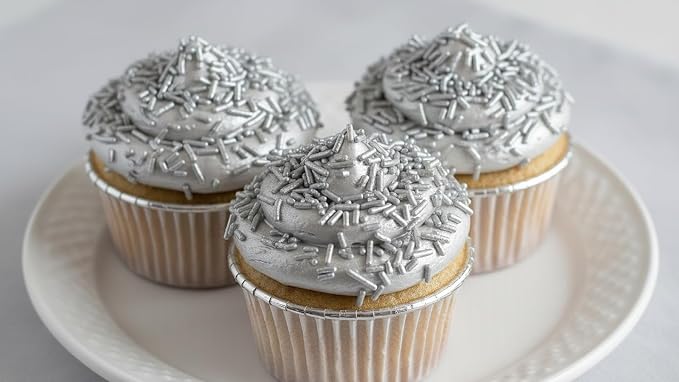 NCS Silver Jimmies Edible Sprinkles – Cupcake, Cake & Cookie Decorations, 7 oz