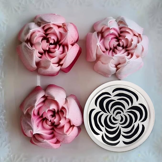 Extra Large Russian Piping Tip Set - 4 Stainless Steel Marshmallow Buttercream Framing Nozzles for 3D Roses Tulip Cake Decorations and Marshmallow Bouquets(4A)