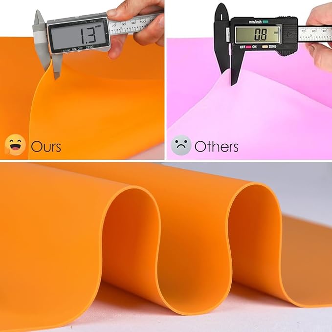 Extra Large Silicone Mats For Kitchen Counter, 27.6'' x 15.7'' Silicone Placemats for Kids, Nonstick Silicone Mat for Baking Crafts, Nonskid Heat Resistant Mat Orange Kids Placemats for Table,1Pcs