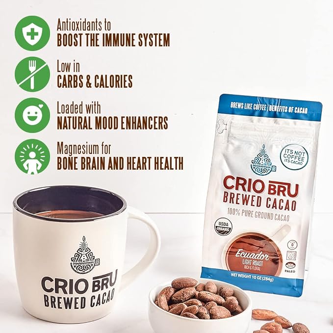 Crio Bru Brewed Cacao Double Chocolate Light Roast Coffee Alternative 24oz