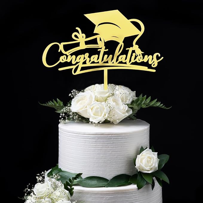 Congratulations 2026 Graduation Cake Topper,Congrats Grad Cake Decor - 2026 High School/College/Senior Graduation Party Decorations Supplies (gold Acrylic)