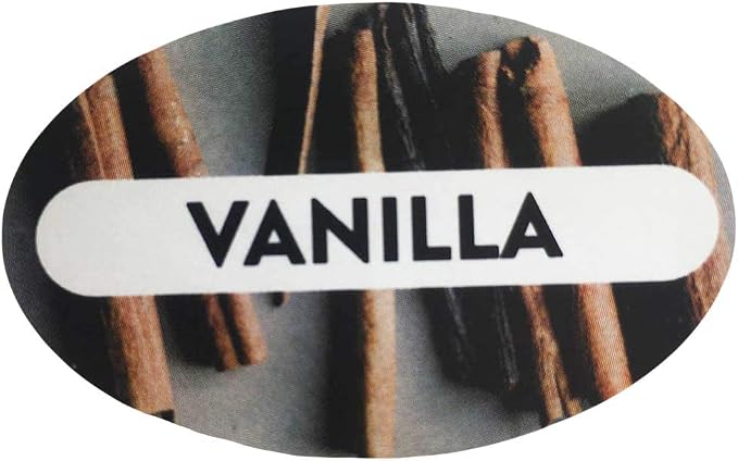 Vanilla Grocery Store Food Labels 1.25 x 2 Inch Oval Shape 500 Total Adhesive Stickers