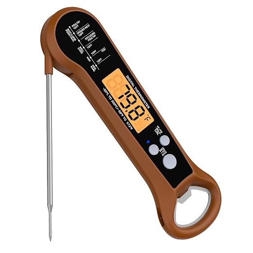 Instant Read Meat Thermometer for Grill and BBQ, Fast Accuracy Digital Food Thermometer with Backlight&Waterproof for Cooking,Baking,Fish,Liquids,Lamb,Chicken (Brown)