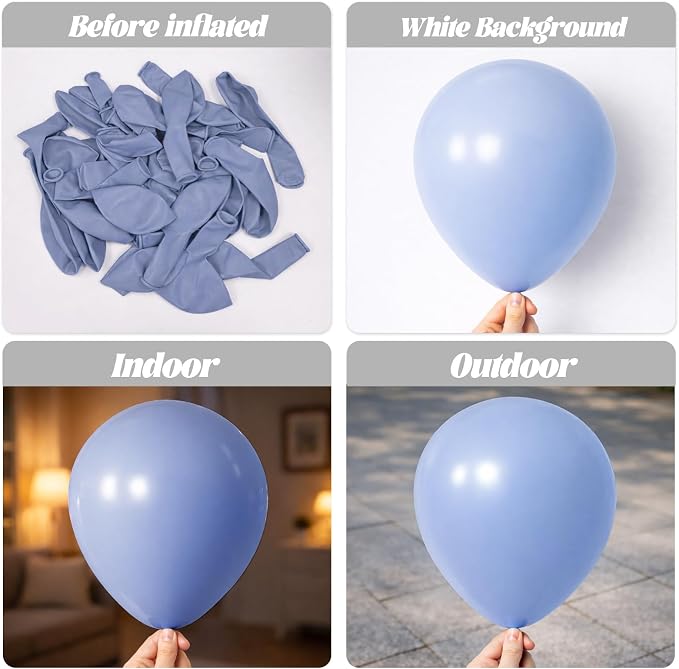 Voircoloria 90pack Dusty Blue Balloons Different Size 18/12/10/5 Inch Dusty Blue Balloon Garland Arch Kit for Graduation, Wedding, Birthday, Baby Shower, Anniversary Party Decorations